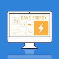 Illustration of energy saving sustainability power generation on computer