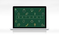 Healthy vegetable icon on computer laptop screen