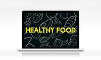 Healthy vegetable icon on computer laptop screen