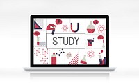 Illustration of biochemistry study scietific research on laptop