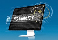 Computer screen possibility word graphic design
