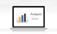 Illustration of business chart analysis on laptop