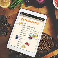 Refrigerated Shopping List Objects Concept