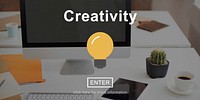 Creative Light Bulb Icon Enter Button Concept