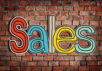The Word Sales on a Brick Wall Background
