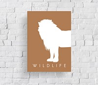 Animal Wildlife Word with Lion Graphic