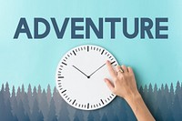 Adventure word on nature background with trees