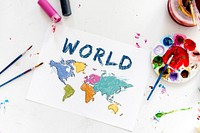 Colorful World Map Geography Concept