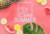 Summer Text Sunglasses Surfboard Palmtree Icon Concept
