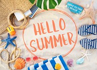 Hello Summer Vacation Message Sign Concept