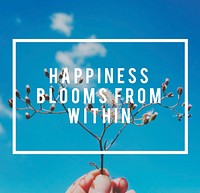 Life motivation inspiratin positive vibes quote on flower and blue sky background