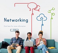 Network connection graphic overlay banner on wall