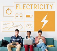 People with energy saving sustainability power generation campaign