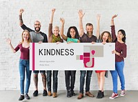 Group of people holding banner of blood donation campaign