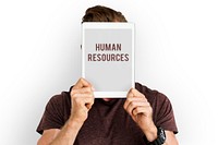 Human resources word on solo studio portrait