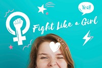 Fight like a girl pink graphic icon