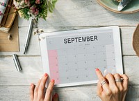 September Monthly Calendar Weekly Date Concept
