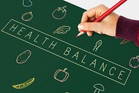 Hand writing on a board about healthy vegetable icon