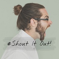 Speak Shout Out Human Rights Word on Adult Man Background