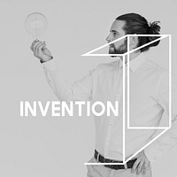 Adult Man Holding Light Bulb Ideas Creative Thinking Word