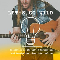 Adult Man Playing Guitar Wild Lifestyle Word Graphic