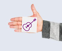 Guitar music icon graphic with people studio shoot