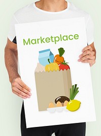 Buy Fresh Food Marketplace Supermarket Shopping Graphic