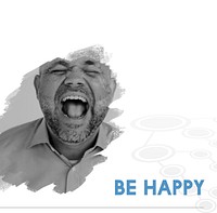 Be Happy Motivation Word on Shouting Man Backgroud