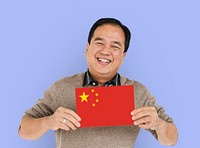 Man Hands Hold China Flag Patriotism