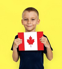 Boy Hands Hold Canada Flag Patriotism