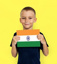 Boy Hands Hold Indian Flag Patriotism