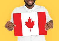 Man Hands Hold Canada Flag Patriotism