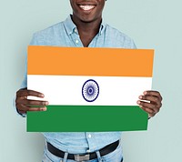 Man Hands Hold Indian Flag Patriotism