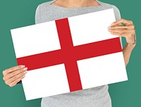 Woman Hands Hold England UK Flag Patriotism