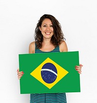 Woman Hands Hold Brazil Flag Patriotism