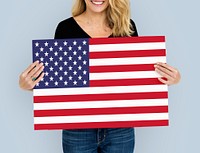 Woman Hands Hold American Flag Patriotism