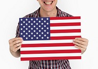 Man Hands Hold American Flag Patriotism