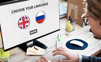 Russian English Communication Language Concept