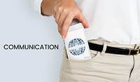 Graphic of global communication connection technology on mobile phone