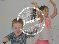 Kids Enjoy Freedom Word Stamp Banner Graphic