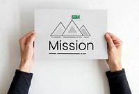Illustration of goals target with mountain on banner