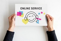 Illustration of contact us online customer services on placard