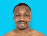 African Man Smiling Happiness Bare Chest Studio Portrait