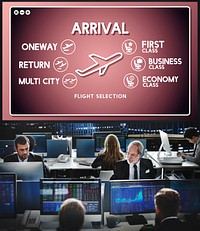 Arrival Oneway Airplane Boarding Booking Concept