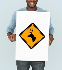 Deer Head Warning Icon Sign