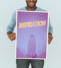 People holding aspiration word quote banner board