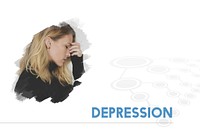 Woman with Depression Feeling Expression Emotion Word Graphic