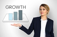 Businesswoman with analysis business graph illustration