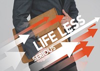 Life Motivation Word on Adult Businessman Background