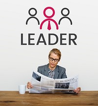 Businesswoman with illustration of leadership business organization
